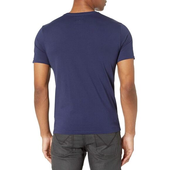 GUESS Men's Short Sleeve Embroidered Pima Logo Crewneck Tee Uniform Blue (1235) - Picture 2 of 2